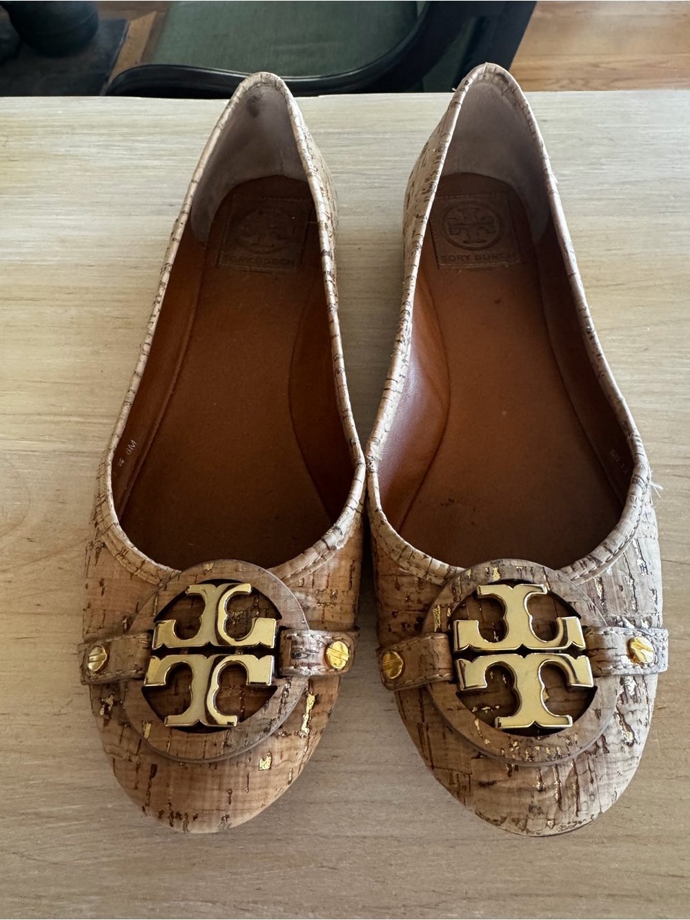 Tory Burch Beige Cork Reva Ballet Flats